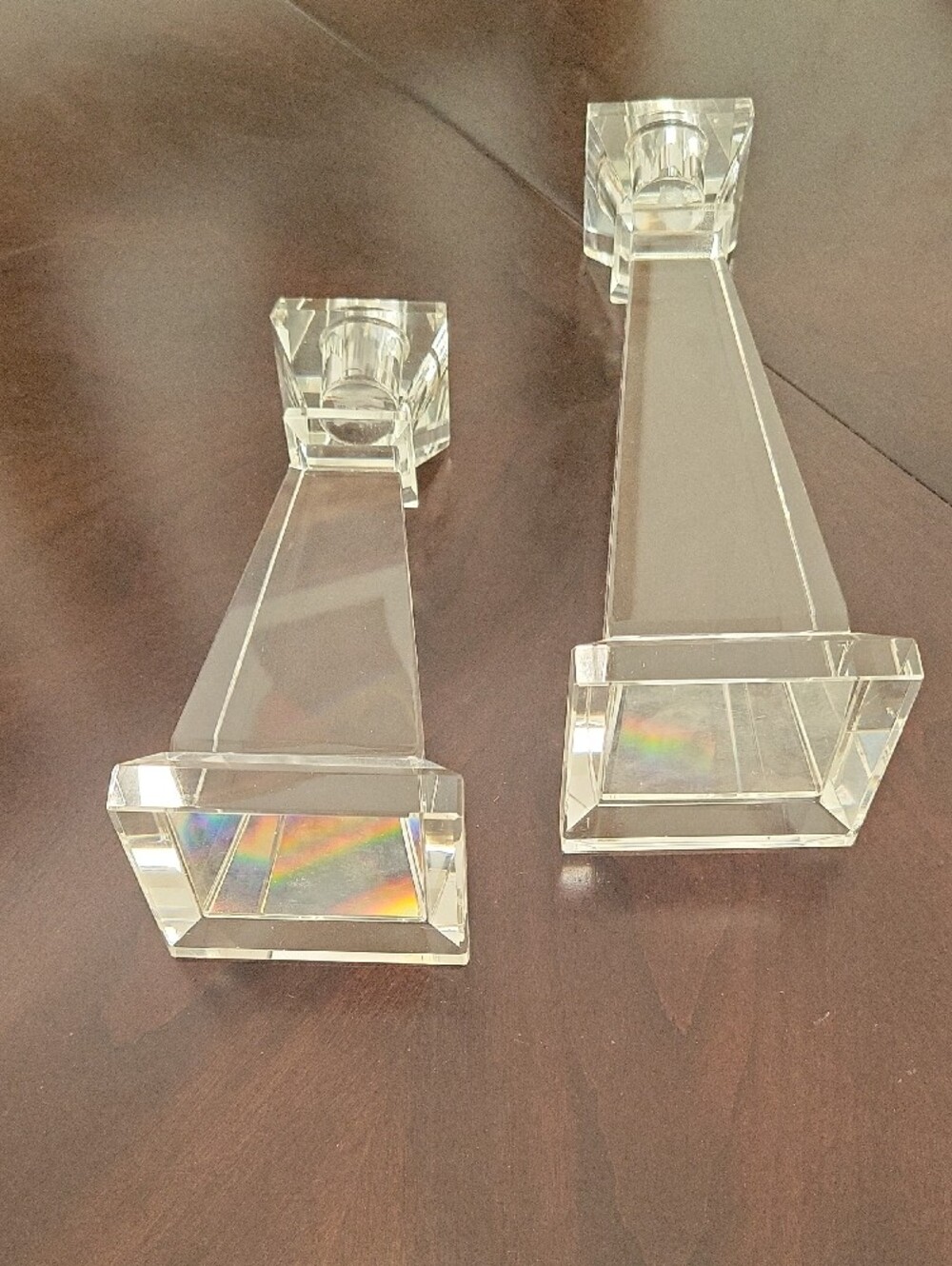 Pair of Crystal Taper Candle Holders - Elegant Home Accent - Picture 3 of 4